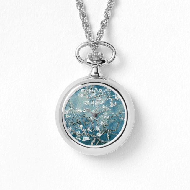 Vincent Van Gogh Amandelbloesems Blauwgroen horlog Horloge (Voorkant)