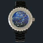 Vincent van Gogh Amandelbloesems Diepblauw horloge<br><div class="desc">Geniet van de romantische bloemenscène van Vincent Van Gogh's amandelbloesems met bijgewerkte kleurenschema's. horloge, polshorloge, van gogh, vincent van gogh, bloemen, bloesem, amandelbloesems, elegant, cadeaus voor haar, goedkope geschenken</div>