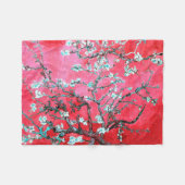 Vincent Van Gogh Amandelbloesems Rood blauw Fleece Deken (Voorkant (Horizontaal))