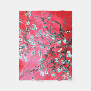 Vincent Van Gogh Amandelbloesems Rood blauw Fleece Deken