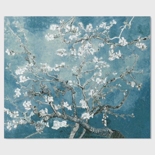 Vincent van Gogh Amandelbloesems Zacht Blauwgroen Cadeaupapier (Vlak)
