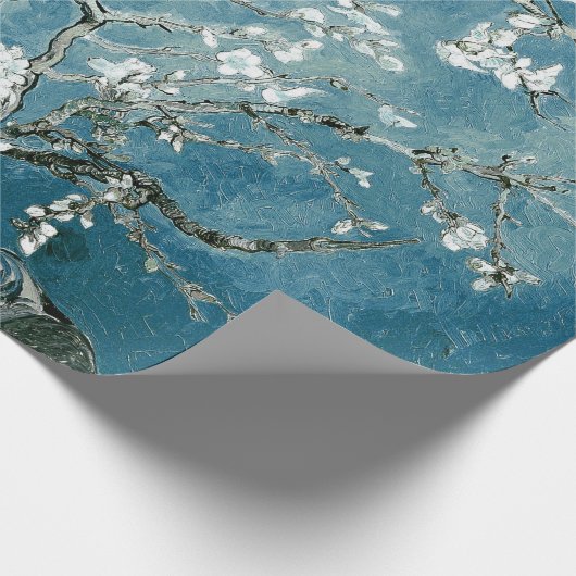 Vincent van Gogh Amandelbloesems Zacht Blauwgroen Cadeaupapier (Hoek)