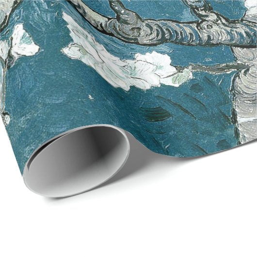 Vincent van Gogh Amandelbloesems Zacht Blauwgroen Cadeaupapier (Rol Hoek)