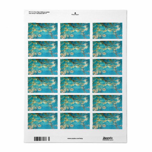 Vincent van Gogh Amandelboom Etiket (Full Sheet)