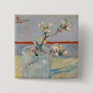 Vincent van Gogh - Amandeltak in een Glas Vierkante Button 5,1 Cm