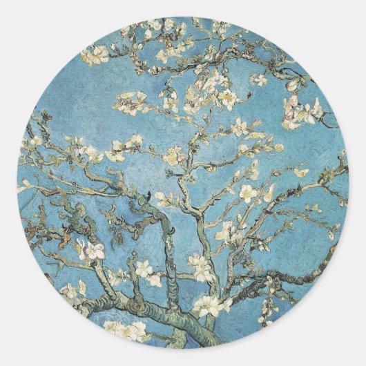 Vincent van Gogh | Amandeltakken in bloom, 1890 Ronde Sticker (Voorkant)