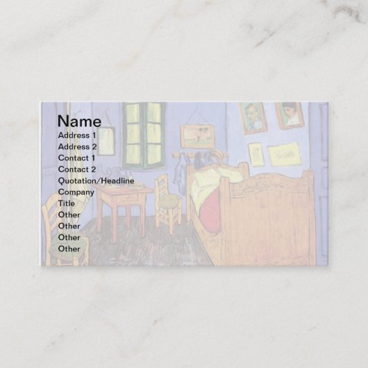 Vincent van Gogh - Bedroom in Arles Fine Art Visitekaartje (Voorkant)