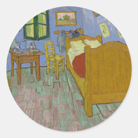 Vincent Van Gogh Bedroom Painting Ronde Sticker (Voorkant)