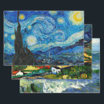 Vincent van Gogh beroemde schilderijen Inpakpapier Vel<br><div class="desc">Vincent van Gogh's beroemde schilderijen - Sterrennacht,  Seascape en Les Alpilles.</div>