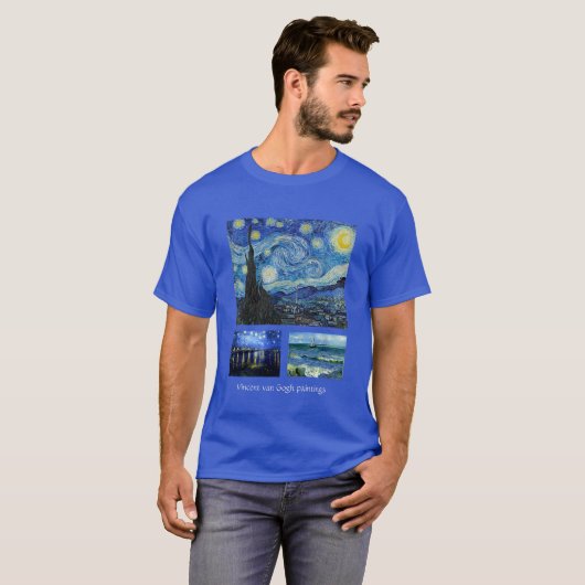 Vincent van Gogh beroemde schilderijen T-shirt (Voorkant volledig)