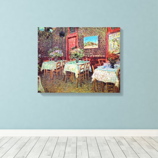 Vincent van Gogh - binnenland van een restaurant Canvas Afdruk (Insitu (Houten vloer))