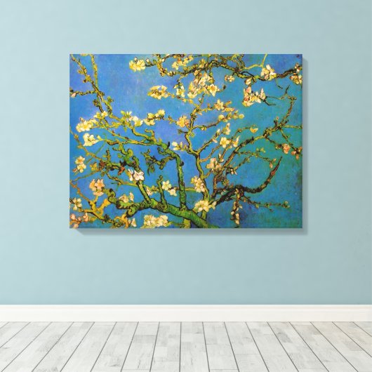 Vincent van Gogh - Bloeiende amandelboom Canvas Afdruk (Insitu (Houten vloer))