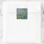 Vincent van Gogh - Bloeiende amandelboom Vierkante Sticker (Tas)