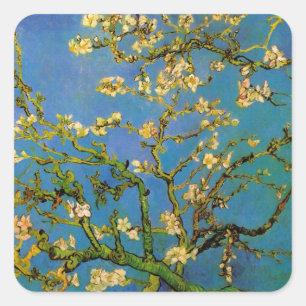 Vincent van Gogh - Bloeiende amandelboom Vierkante Sticker