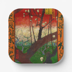 Vincent van Gogh - Bloeiende pruimenboomgaard Papieren Bordje