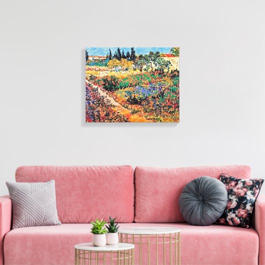 Vincent van Gogh - bloeiende tuin met pad Canvas Afdruk (Insitu (Woonkamer))