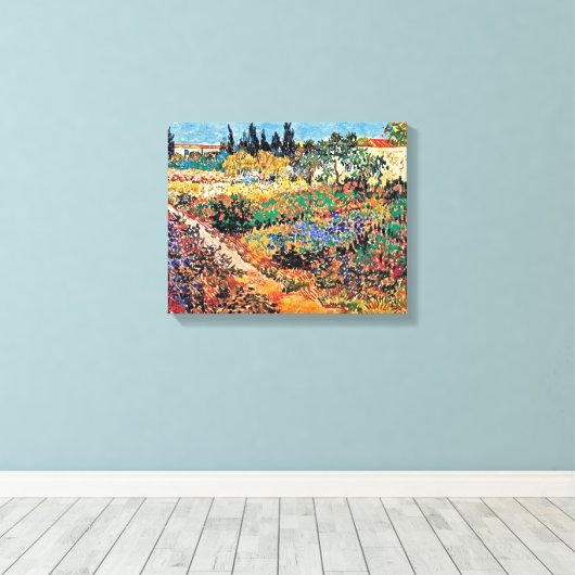 Vincent van Gogh - bloeiende tuin met pad Canvas Afdruk (Insitu (Houten vloer))