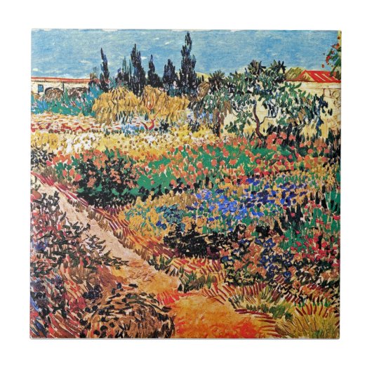 Vincent van Gogh - bloeiende tuin met pad Tegeltje (Voorkant)