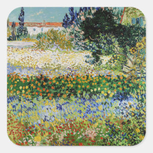 Vincent van Gogh - Bloeiende tuin Vierkante Sticker