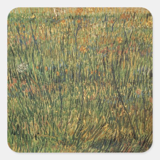 Vincent van Gogh - Bloeiende Weide Vierkante Sticker (Voorkant)