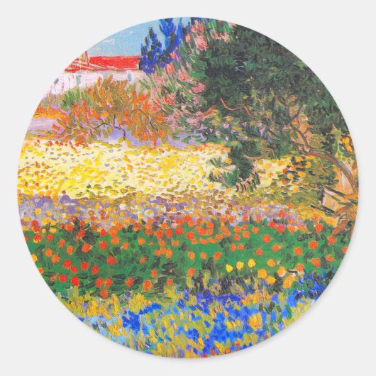 Vincent van Gogh Bloeituin Ronde Sticker (Voorkant)
