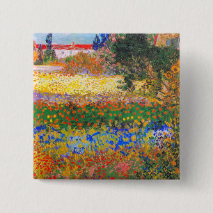 Vincent van Gogh Bloeituin Vierkante Button 5,1 Cm