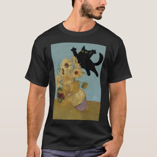 Vincent van Gogh Bloemen Kat T-shirt (Voorkant)