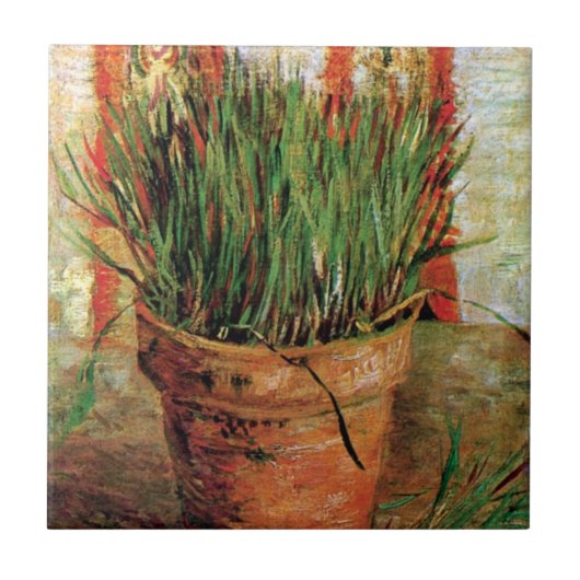 Vincent Van Gogh - Bloempot met bieslook Tegeltje (Voorkant)