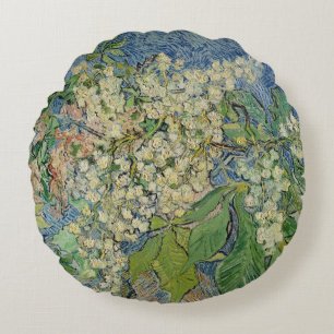 Vincent van Gogh   Blossombere kastanjetakken Rond Kussen