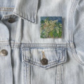 Vincent van Gogh | Blossombere kastanjetakken Vierkante Button 5,1 Cm (In situ)