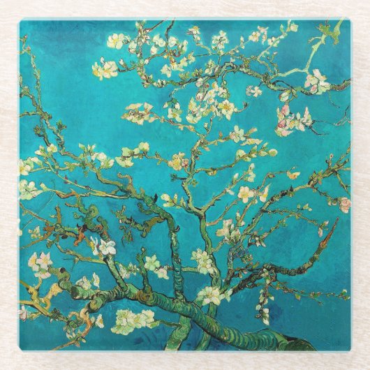 Vincent Van Gogh Blossoming Almond Tree Art Glazen Onderzetter (Voorkant)