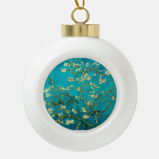 Vincent Van Gogh Blossoming Almond Tree Art Keramische Bal Ornament (Voorkant)