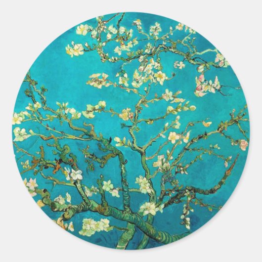 Vincent Van Gogh Blossoming Almond Tree Art Ronde Sticker (Voorkant)