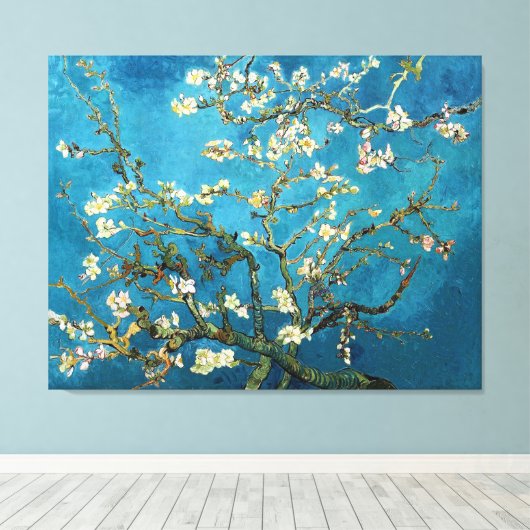 Vincent van Gogh, Blossoming Almond Tree Canvas Afdruk (Insitu (Houten vloer))