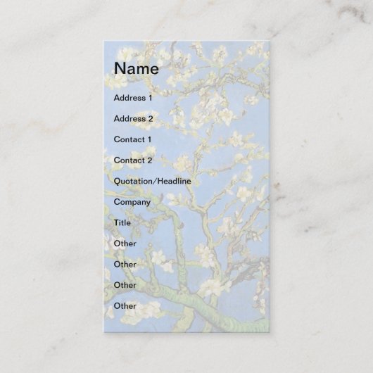 Vincent Van Gogh - Blossoming almond Tree Fine Art Visitekaartje (Voorkant)