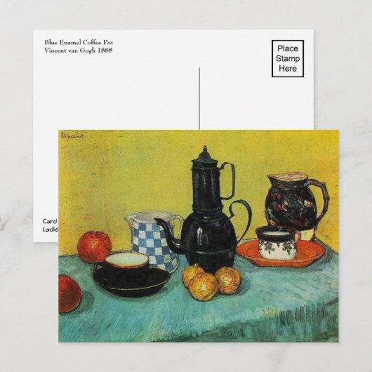 Vincent van Gogh Blue Enamel Coffee Pot Briefkaart (Voorkant / Achterkant)