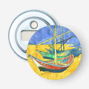 Vincent van Gogh Boats bij Saintes-Marie watercol Button Flesopener