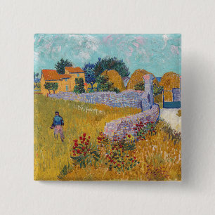 Vincent van Gogh - Boerderij in Provence Vierkante Button 5,1 Cm