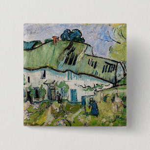 Vincent van Gogh - Boerderij met twee figuren Vierkante Button 5,1 Cm