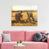 Vincent van Gogh - Boeren aardappels planten Canvas Afdruk (Insitu (Woonkamer))