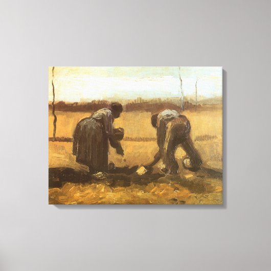 Vincent van Gogh - Boeren aardappels planten Canvas Afdruk (Voorkant)