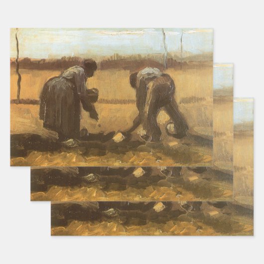 Vincent van Gogh - Boeren die aardappelen planten Inpakpapier Vel (Set)