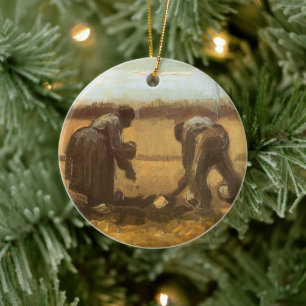 Vincent van Gogh - Boeren die aardappelen planten Keramisch Ornament