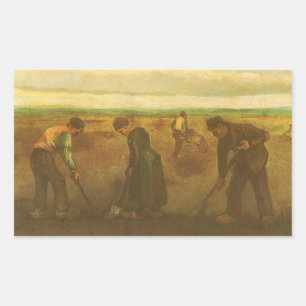 Vincent van Gogh - Boeren die aardappels planten Rechthoekige Sticker