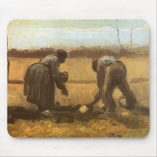 Vincent van Gogh - Boeren planten aardappelen Muismat
