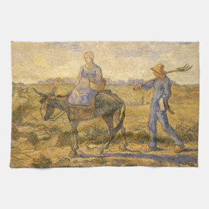 Vincent van Gogh - Boerenkoppel op weg naar het we Theedoek