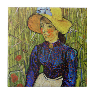Vincent van Gogh - Boerenmeisje met strohoed Tegeltje