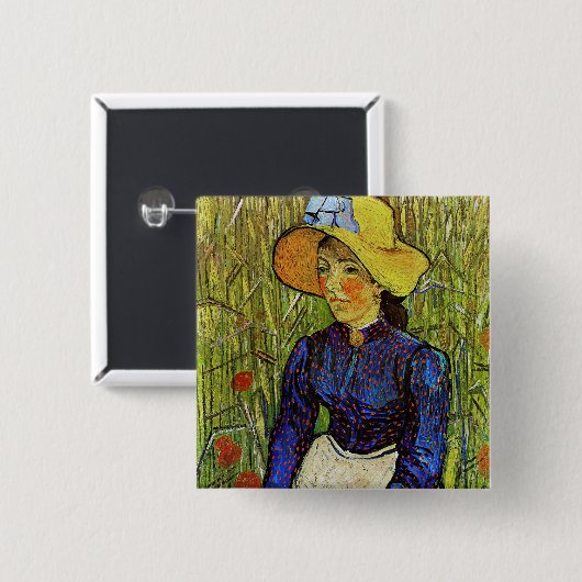 Vincent van Gogh - Boerenmeisje met strohoed Vierkante Button 5,1 Cm (Voorkant /achterkant)