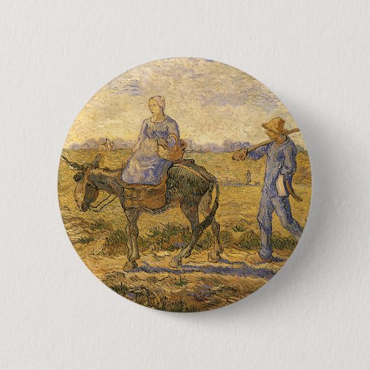 Vincent van Gogh - Boerenpaar aan het werk Ronde Button 5,7 Cm (Voorkant)
