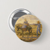 Vincent van Gogh - Boerenpaar aan het werk Ronde Button 5,7 Cm (Voorkant /achterkant)